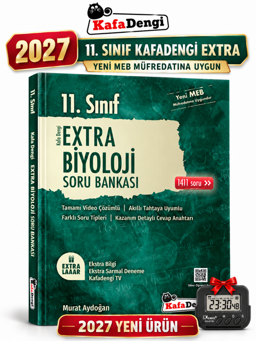 Extra 2027 11.Sınıf BİYOLOJİ %100 YENİ MÜFREDAT Soru Bankası Set+Kronometre(Yeni Ürün)