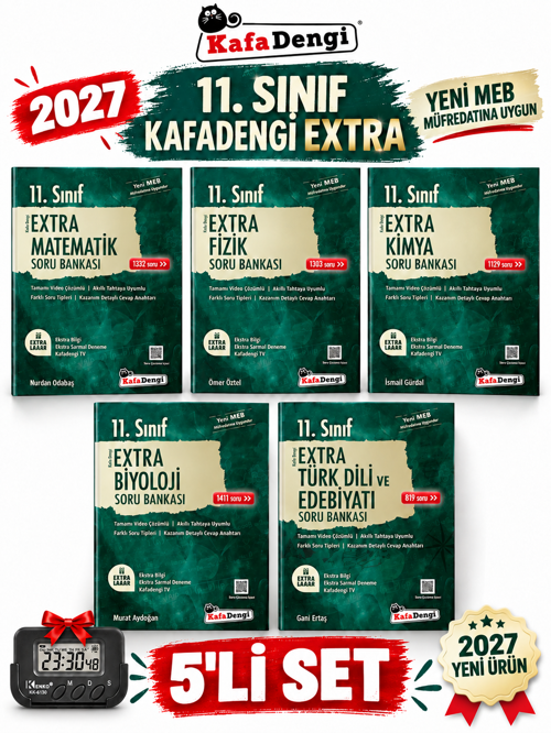 Extra 2027 11.Sınıf 5 Kitap (M-F-K-B-E)%100 YENİ MÜFREDAT Soru Bankası Set+Kronometre(Yeni Ürün)