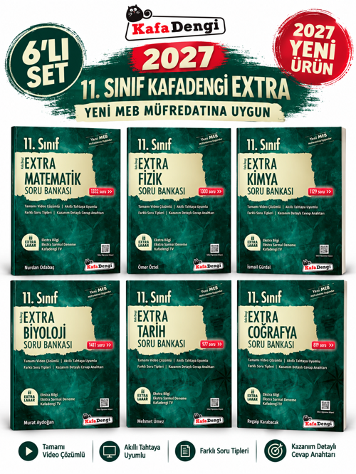 Extra 2027 11.Sınıf 6 Kitap (M-F-K-B-T-C-)%100 YENİ MÜFREDAT Soru Bankası Set(Yeni Ürün)