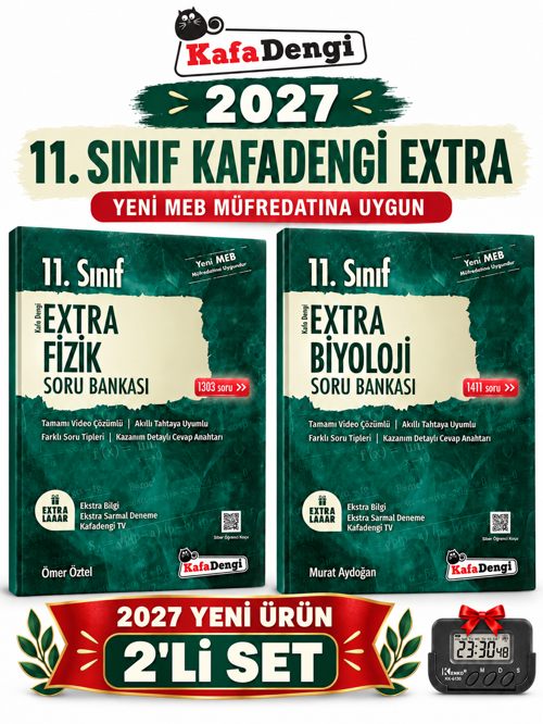 Extra 2027 11.Sınıf Fizik-Biyoloji 2 Kitap %100 YENİ MÜFREDAT Soru Bankası Set+Kronometre(Yeni Ürün)