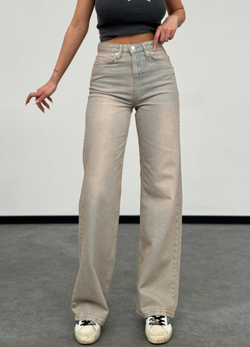 Geniş Paça Dirty Wash Jean
