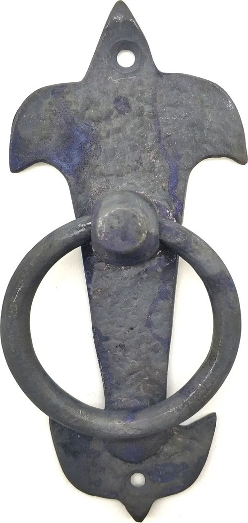 Antika Tarz Dekoratif Pirinç Lale Kapı Halkası - 165x70mm, Oksit