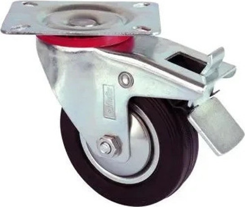 Servis Tekeri - Tablalı Frenli Siyah Döner - Çap 80 Mm