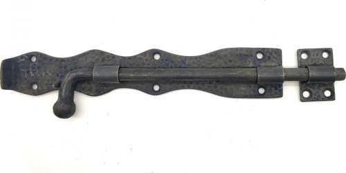 Antika Tarz Dekoratif Pirinç Dövme Kapı Sürgüsü - 25cm, Oksit