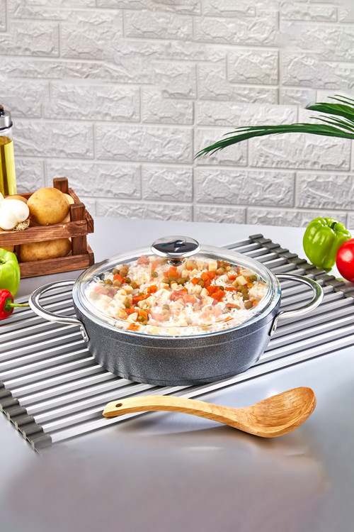 Galaksi Granit Pilav ve Karnıyarık Basık Tencere 28 cm Siyah