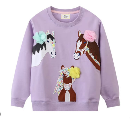 Atlı Patch Mor Sweatshirt 6-8 Yaş