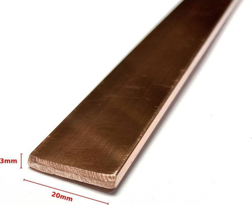Elektrik İletken Bakır Bara Lama 20x3mm / 50cm