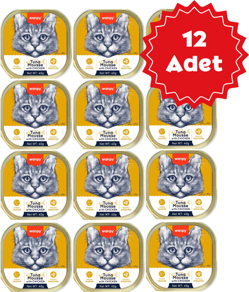 Alutray Ezme Ton Balıklı Tavuklu Kedi Konservesi 40grX12 Adet