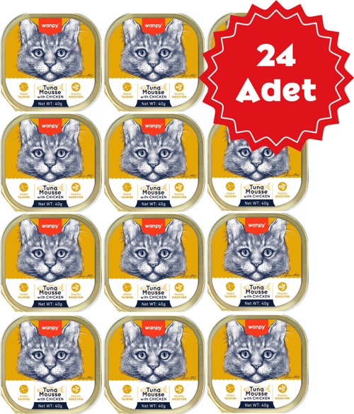Alutray Ezme Ton Balıklı Tavuklu Kedi Konservesi 40grX24 Adet