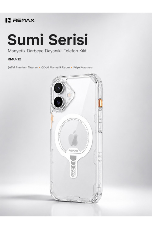 Sumi Series Apple İphone 17 Magsafe Uyumlu Şeffaf Kılıf Darbe Emici Askeri Sınıf Koruma Rmc-12