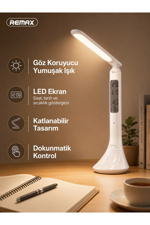 Time Iı Dijital Takvimli Göz Koruyucu Dokunmatik Led Masa Lambası Rt-E601