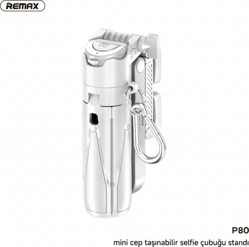 P80 Mini Manyetik Katlanabilir Bluetooth Tripodlu Selfie Çubuğu Ve Masaüstü Stand Beyaz