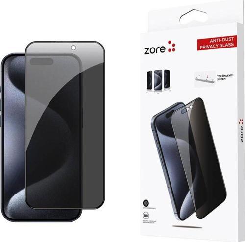 Apple iPhone 15 Pro Zore Anti-Dust Privacy Temperli Ekran Koruyucu