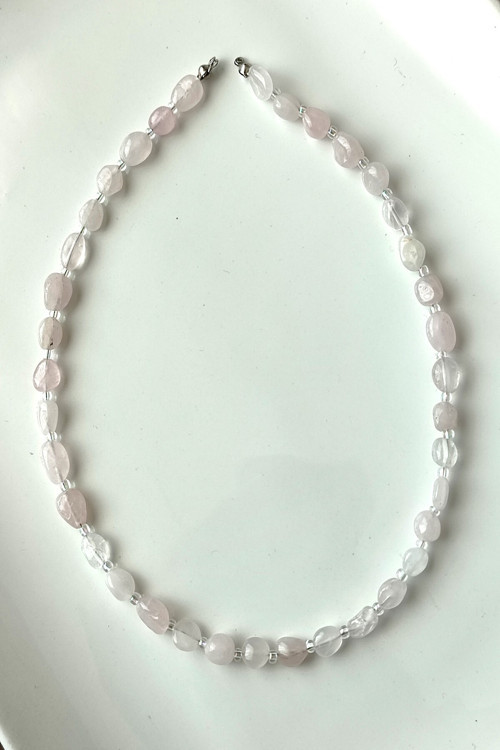 Sertifikalı Amorf Pembe Kuvars Doğaltaş Kolye