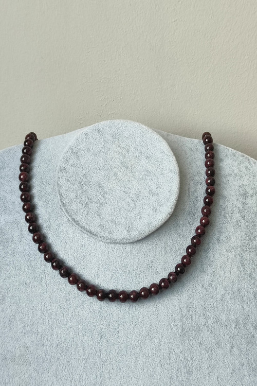 Sertifikalı 6 Mm Lal Granat Garnet Doğaltaş Kolye