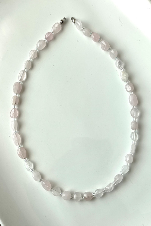 Sertifikalı Amorf Pembe Kuvars Doğaltaş Kolye