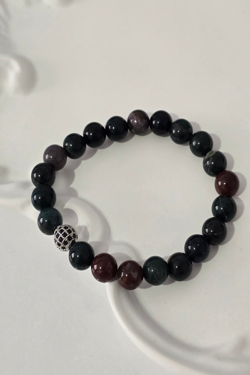 Sertifikalı 8 Mm Zirkon Taşlı Kan Taşı Doğaltaş Bileklik