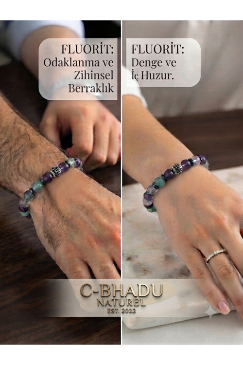 Sertifikalı 8 Mm Zirkon Taşı, Florit, Hematit Doğal Taş Bileklik