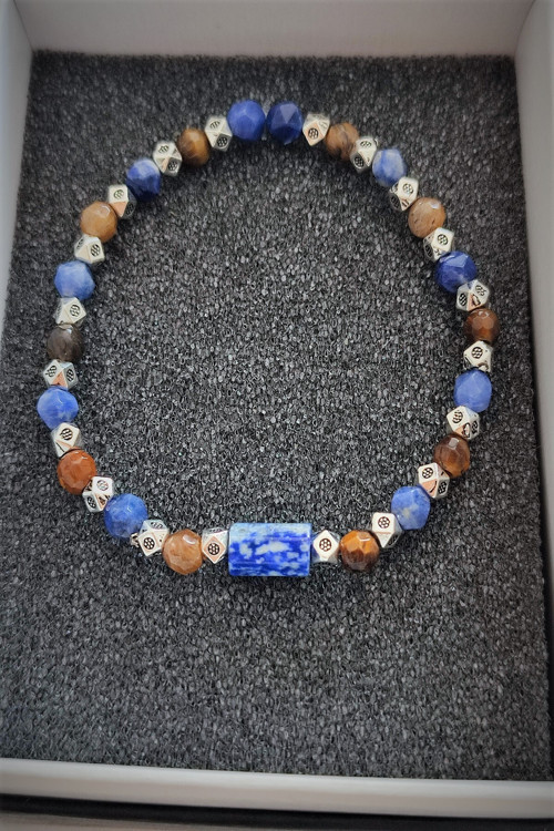 4 Mm Lapis Lazuli, Kaplangözü Erkek Doğal Taş Bileklik
