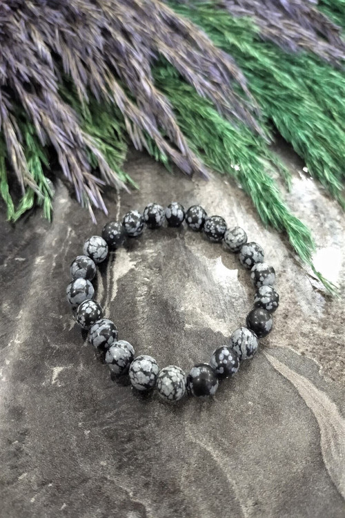 Sertifikalı Karlı Obsidyen Doğaltaş Bileklik