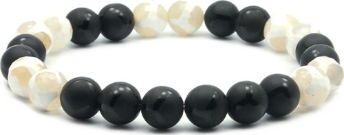 Sedef - Obsidian Doğal Taş Bileklik 8 Mm