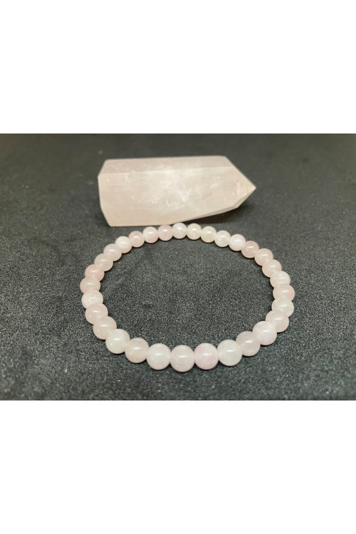 Doğal Taş Pembe Kuars Bileklik 6Mm