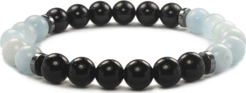 Aquamarin- Obsidyen Doğal Taş Bileklik 8 Mm