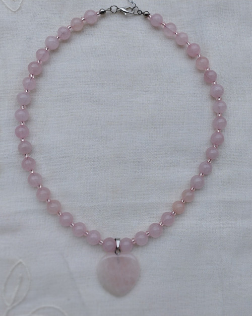 Pembe Kuvars Kalpli Pembe Kuvars Küre Kesim Doğal Taş Kolye