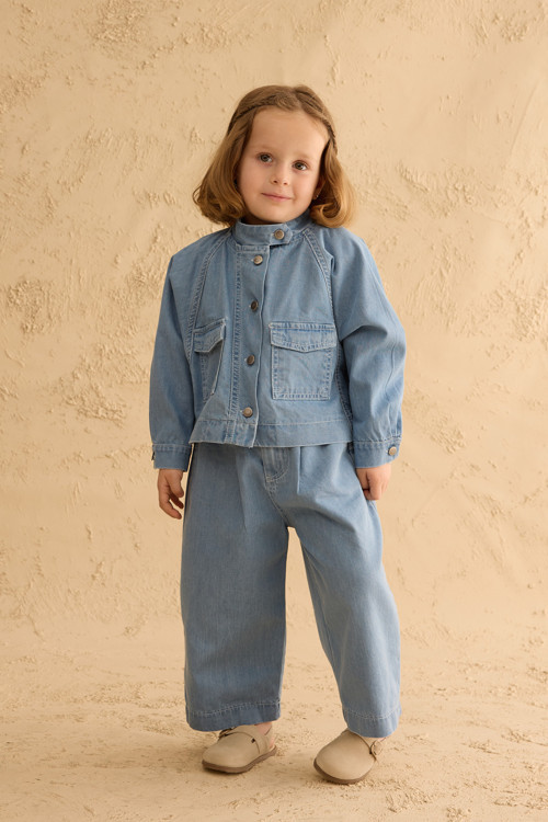 Bomber Denim Ceket Açık Mavi