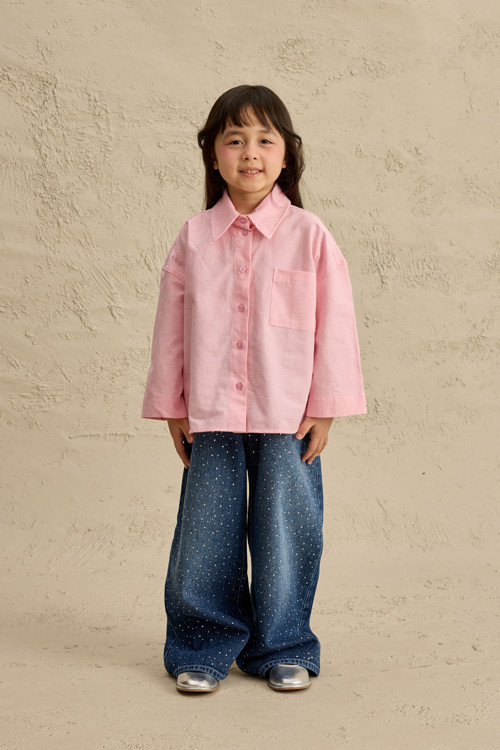 Oversize Oxford Gömlek Pembe
