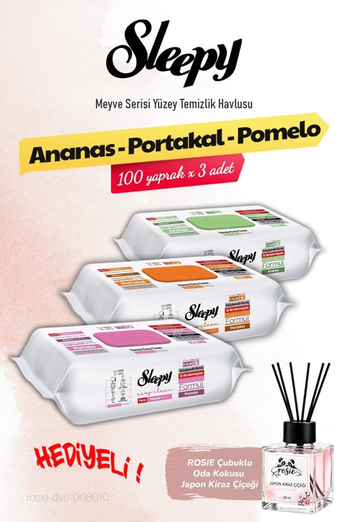 100 x 3 Meyve Serisi Pomelo, Portakal ve Ananas, ROSIE oda kokusu
