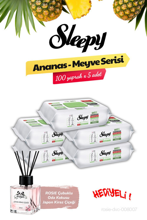 (100 yaprak x 5 paket) Ananas Yüzey Temizleme Havlusu, ROSIE Oda Kokusu