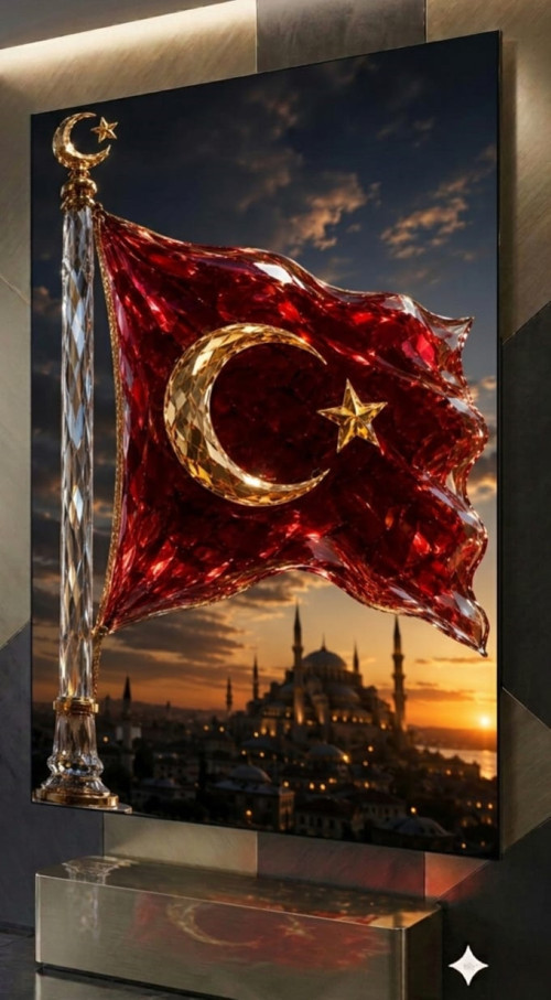 4MM TAMPERLİ UV BASKI KIRILIMAZ CAM TABLO EV OFİS DUVAR DEKOR HEDİYELİK TABLO Premium Marka Canlı deluxe uhd baskı sağlam asma aparatı canlı renkler gerçek cam türk bayrak kırmızı beyaz vatan