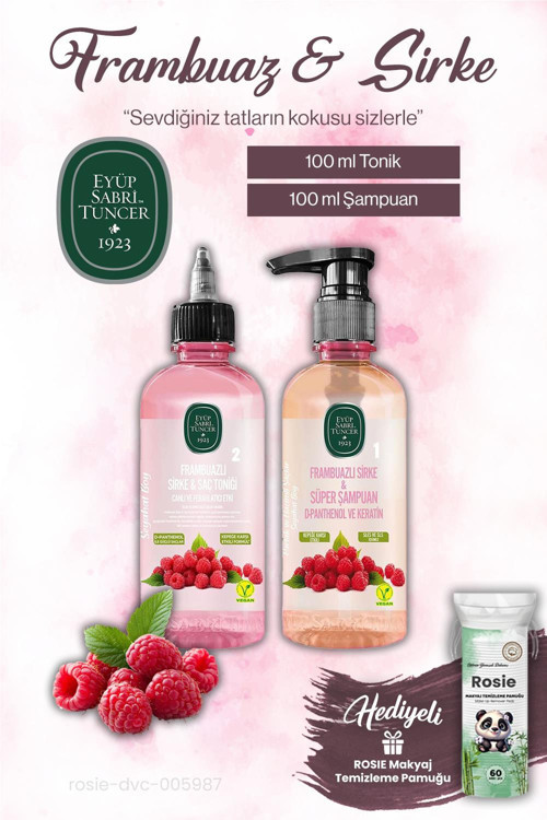Sirke Frambuaz Saç Toniği ve Şampuan 100 ml, ROSIE makyaj pamuğu