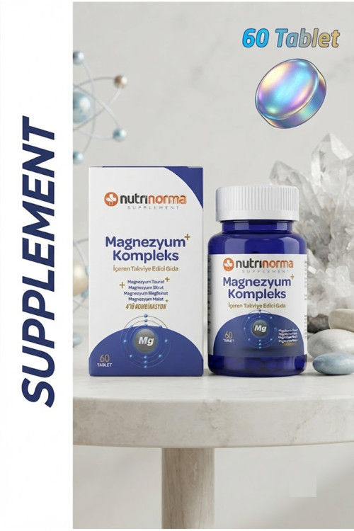 Nutrinorma Magnezyum Kompleks 60 Tablet | 4 Farklı Magnezyum Formu İçeren Premium Mineral Takviyesi | Günlük Yaşam Ve Aktif Rutin İçin Özel Formül