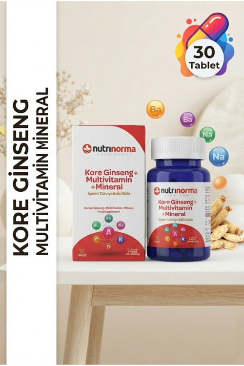 Nutrinorma Kore Ginseng + Multivitamin + Mineral 30 Tablet | Günlük Vitamin Ve Mineral Desteği | Enerji Metabolizması, Bağışıklık Ve Aktif Yaşam İçin Özel Formül