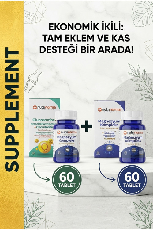 Nutrinorma Avantajlı İkili Destek Paketi | Glukozamin + Msm + Kondroitin 60 Tablet & Magnezyum Kompleks 60 Tablet | Günlük Hareket Ve Mineral Desteği