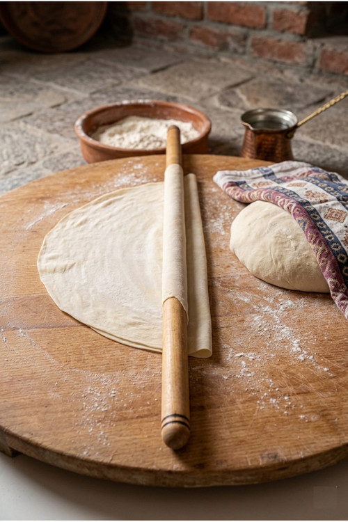 70 Cm Ahşap Oklava | Yufka, Baklava Ve Börek İçin Geleneksel Hamur Açma Oklavası | İnce Tasarım