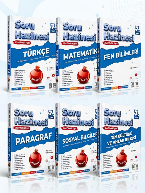 Nartest Yayınları 7.Sınıf Soru Hazinesi Paragraf-Türkçe-Matematik-Fen Bilimleri-Sosyal Bilgiler-Din Kültürü Seti (6 Kita