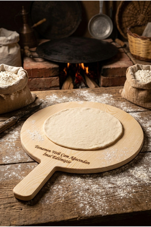 Doğal Çam Ağacı Bazlama Tahtası 30X38 Cm Hamur Açma Ve Mutfak Sunum Tahtası
