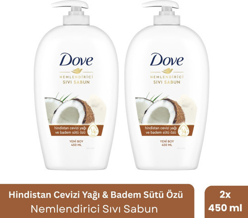 Hindistan Cevizi Yağı ve Badem Sütü Özü Sıvı Sabun 450ml x 2 Adet