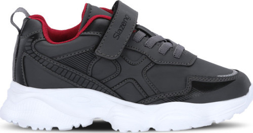 FIFFY Unisex Çocuk Cırtlı Koyu Gri / Kırmızı Günlük Spor Ayakkabısı