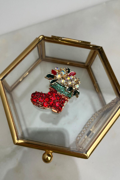 Yılbaşı Özel Taşlı Mineli Çorap Broş(3 cm)