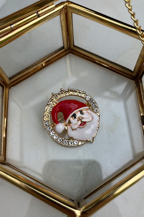 Yılbaşı Özel Mineli Taşlı Noel Baba Broş(Ölçü 3,5 cm)