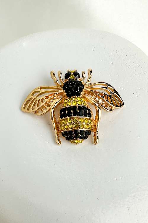 Altın Rengi Taş Detaylı Arı Broş (5cm)
