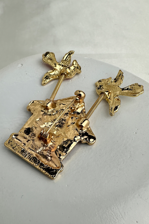 Yılbaşı Özel Kış Temalı Kuş Detay Tasarım Ev Broş (7cm)