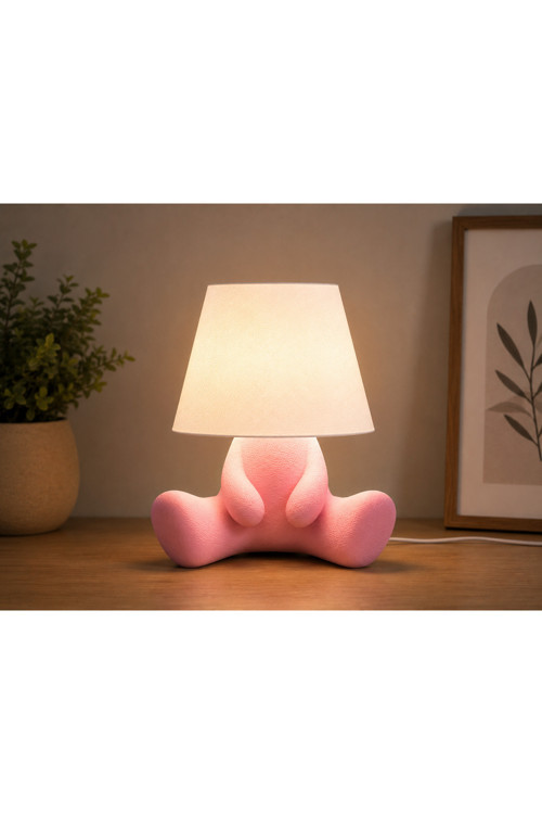 3D Baskı Loopy Abajur LED Masa Lambası Pembe Dekoratif Gece Lambası Çocuk Odası