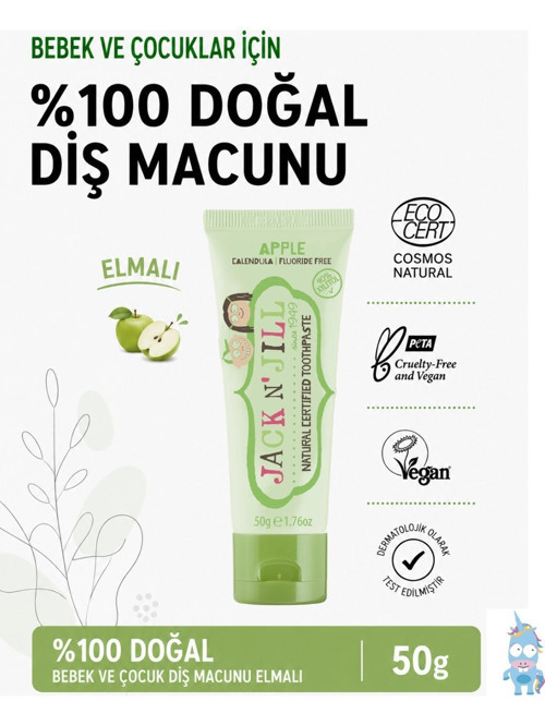 Jack N' Jill Doğal Sertifikalı Elma Aromalı Diş Macunu 50g Florürsüz ve BPA İçermez