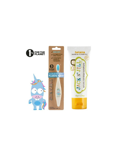 Jack N' Jill Jack N’jill Doğal Sertifikalı Bebek/çocuk Diş Seti (Unicorn Diş Fırçası + Muz Aromalı Diş Macunu 50G)