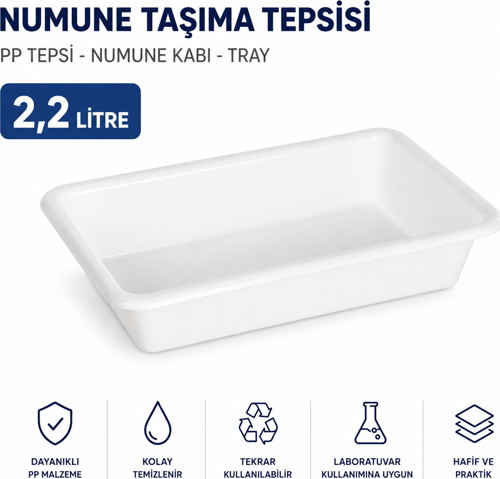 Numune Taşıma Tepsisi 2,2 L - PP Tepsi - Numune Kabı - Tray